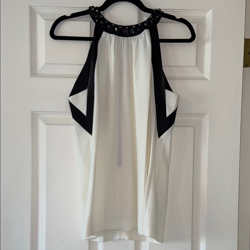 Elegant Black and White Halter Dress